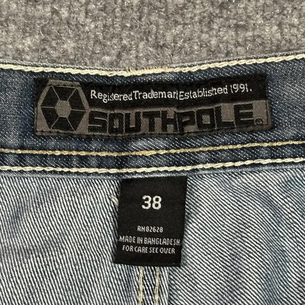Southpole Wide Leg Jeans Mens 38 Blue Baggy Skate Relaxed Fit Denim Y2K VTG